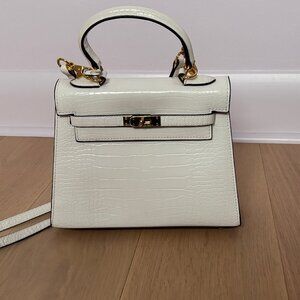 DHgate 9" White Purse in the Style of a Hermés Kelly Bag